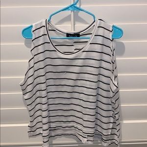 White and Black striped tank top